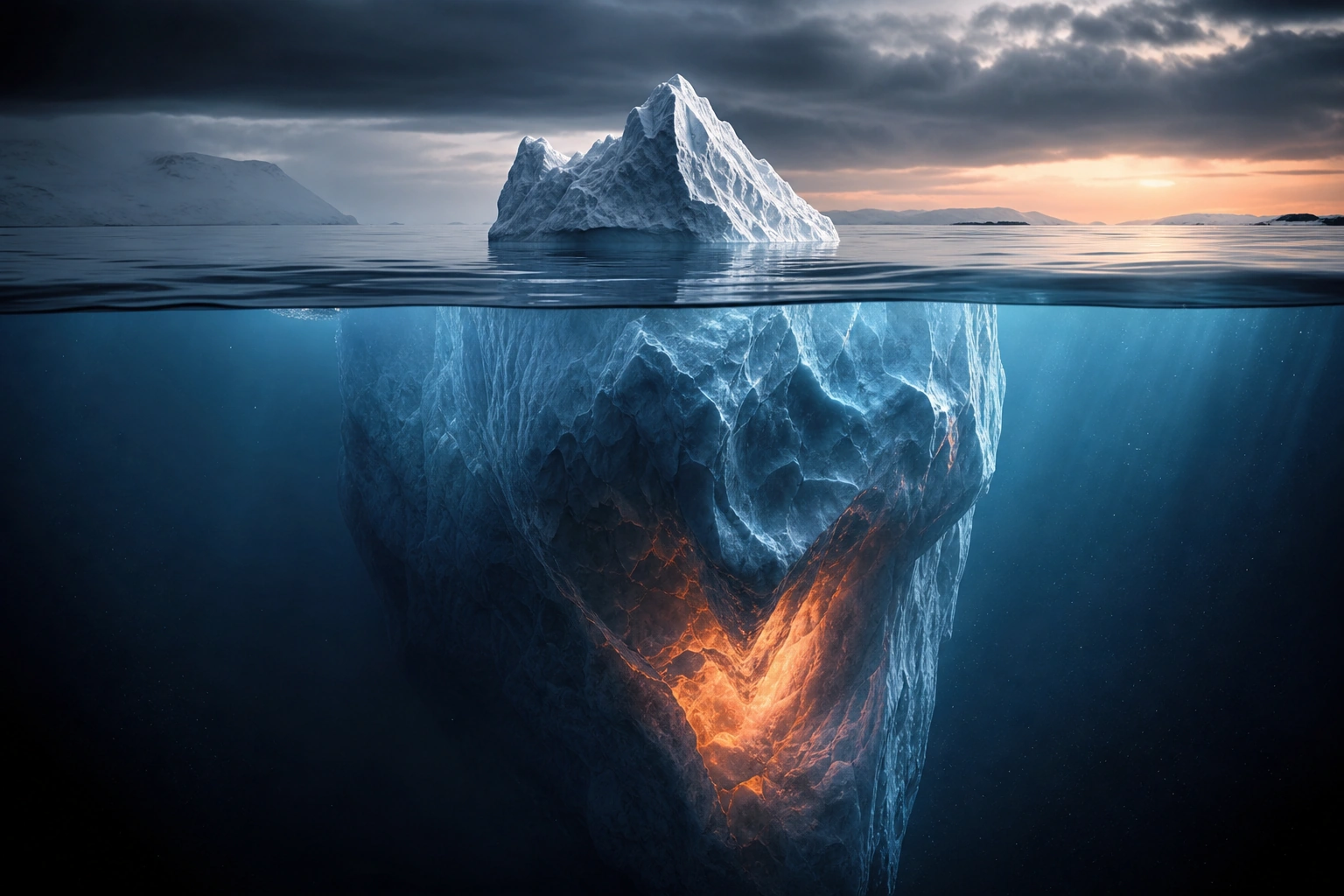 Un iceberg: il piccolo prezzo visibile sopra la superficie, l'enorme debito tecnico nascosto sotto
